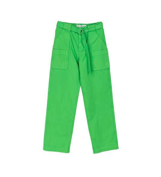 GARMENT DYED CARGO TROUSERS LIME GREEN