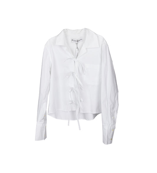 BOW TIE CROPPED SHIRT WHITE