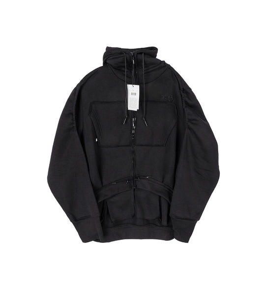 TOGGLE ZIP-UP HOODIE BLACK