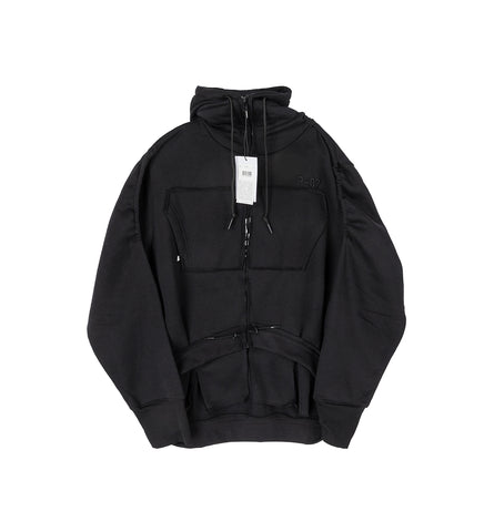 TOGGLE ZIP-UP HOODIE BLACK
