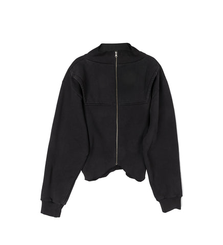 UPSIDE DOWN ZIP UP WASHED BLACK
