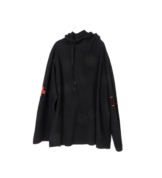 WAFFLE TWISTED HOODIE BLACK