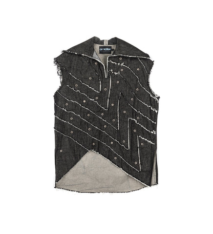 O'KEEFFE DENIM SLEEVELESS SWEATSHIRT BLACK