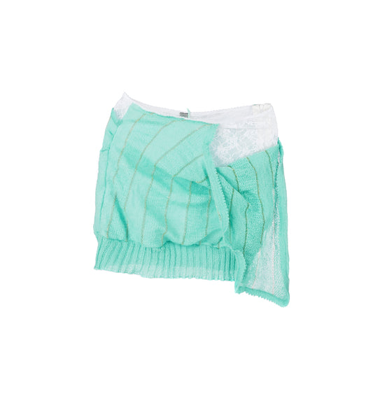 SLICED KNIT AND LACE SKIRT TURQUIOSE/GOLD/WHITE