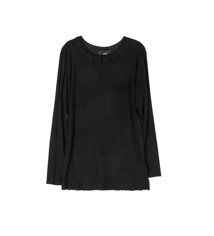 RUFFLE LONG SLEEVE BLACK