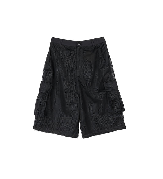 MESH CARGO SHORTS BLACK