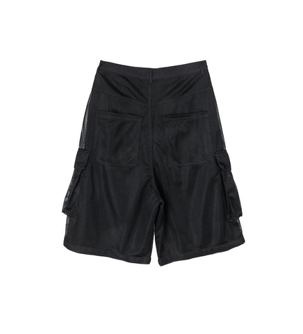 MESH CARGO SHORTS BLACK