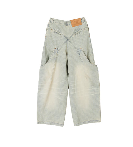 BILLIE BIBS DENIM PANTS INDIGO STRIPE