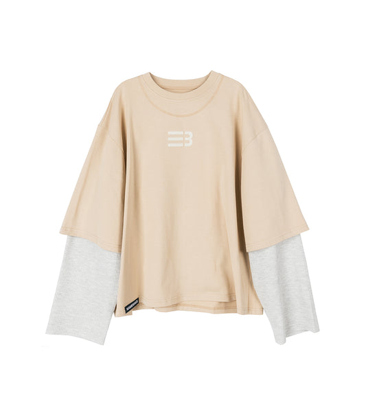 MAYO OVERSIZED GLOBE DOUBLE SLEEVE TEE NEW WHEAT