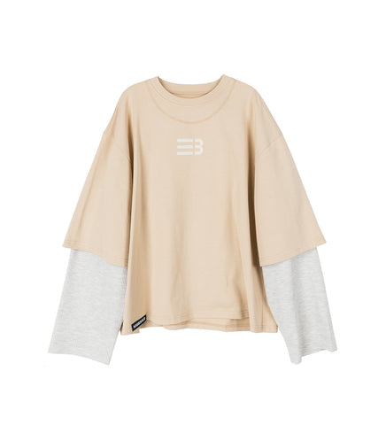 MAYO OVERSIZED GLOBE DOUBLE SLEEVE TEE NEW WHEAT