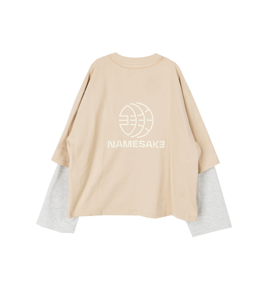 MAYO OVERSIZED GLOBE DOUBLE SLEEVE TEE NEW WHEAT