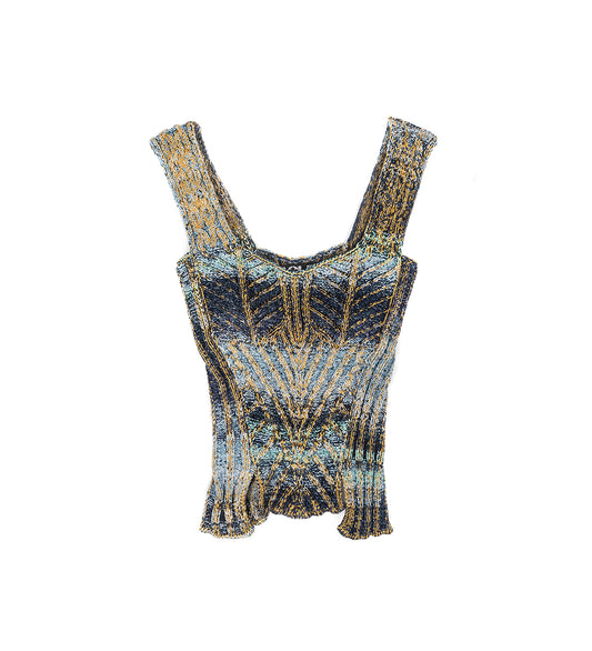CABLE KNITTED VEST TOP WITH BUST DETAIL INDIGO