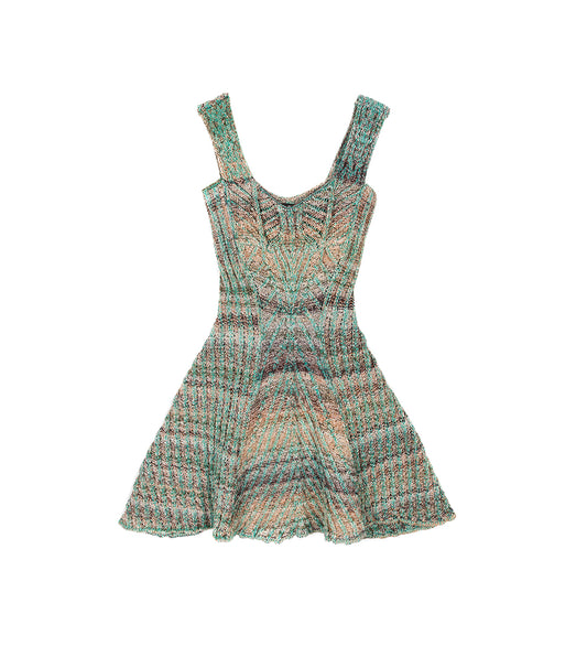 CABLE KNITTED MINI DRESS EARTH
