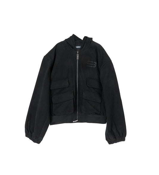 HUGO GLOBE ZIP HOODIE EUPHORIC BLACK