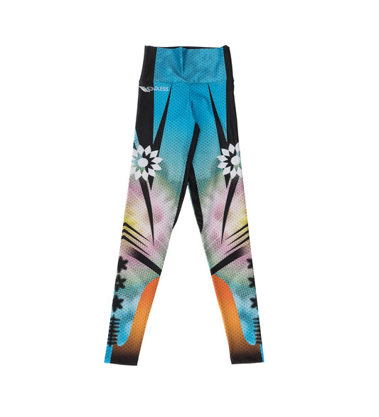 PRINTED LYCRA SWIM LEGGINGS AQUA BLUE