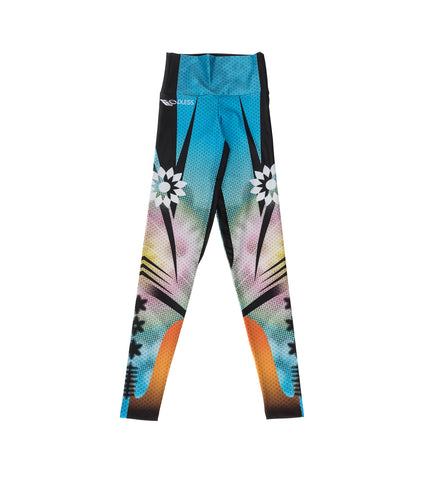 PRINTED LYCRA SWIM LEGGINGS AQUA BLUE
