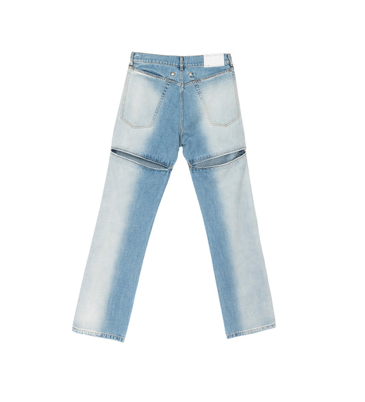 BACK CUT DENIM PANTS BLUE