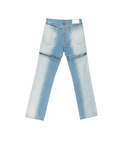 BACK CUT DENIM PANTS BLUE