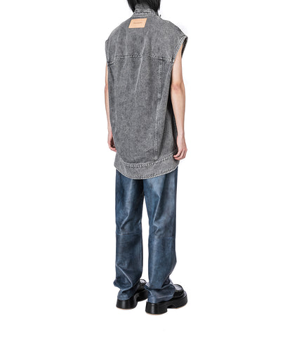 OVERSIZED SLEEVELESS HIGH NECK JACKET GREY