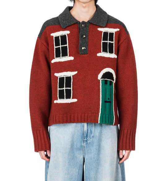 HOUSE POLO JUMPER BRICK