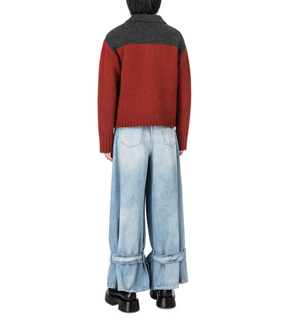 BUCKLED CUFF JEANS LIGHT BLUE