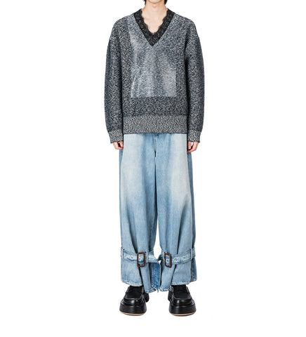 BUCKLED CUFF JEANS LIGHT BLUE