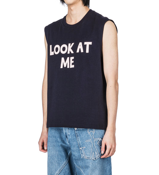 LOOK AT ME PRINTED TANK TOP DARK NAVY