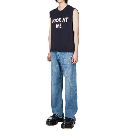 LOOK AT ME PRINTED TANK TOP DARK NAVY