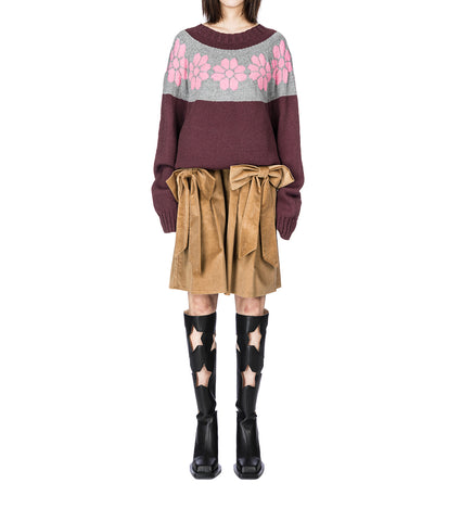 HANDKNITTED FAIR ISLE SWEATER WINE/ROSE