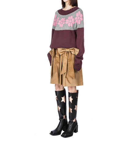 HANDKNITTED FAIR ISLE SWEATER WINE/ROSE