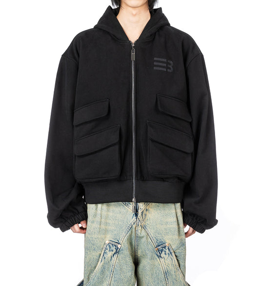HUGO GLOBE ZIP HOODIE EUPHORIC BLACK
