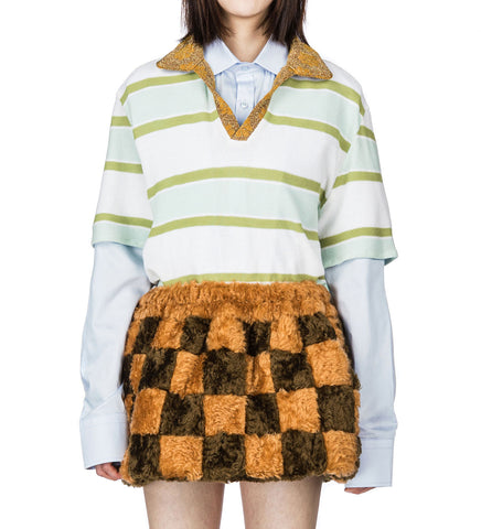 LONG KNITTED MERINO POLO SHIRT MINT/WHITE