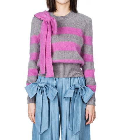 CLASSIC FRENCH KNITTED LONGSLEEVE JUMPER GREY/LILAC