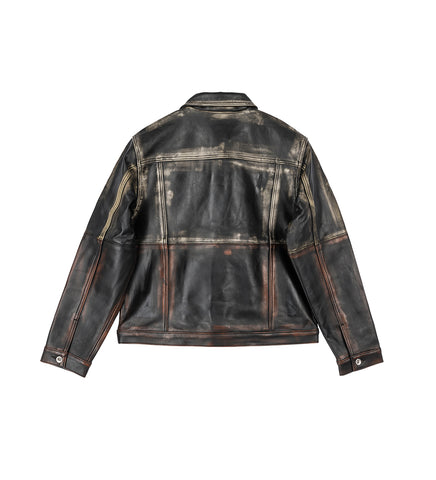 OMBRE LEATHER TRUCKER JACKET RUST
