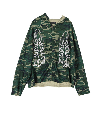 WINGED WAVELENGTH CAMO ZIP UP HOODIE OLIVE