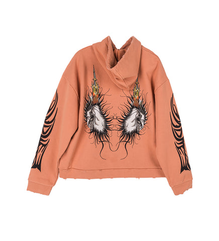 NEFARIOUS WINGED HOODED PULLOVER CRIMSON