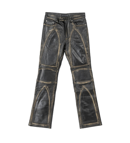 RUB OFF LEATHER MOTO PANTS COAL
