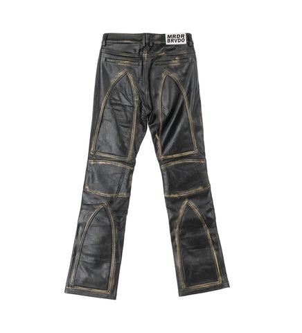 RUB OFF LEATHER MOTO PANTS COAL