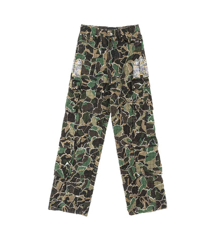 WASHED CAMO CARGO PANT OLIVE
