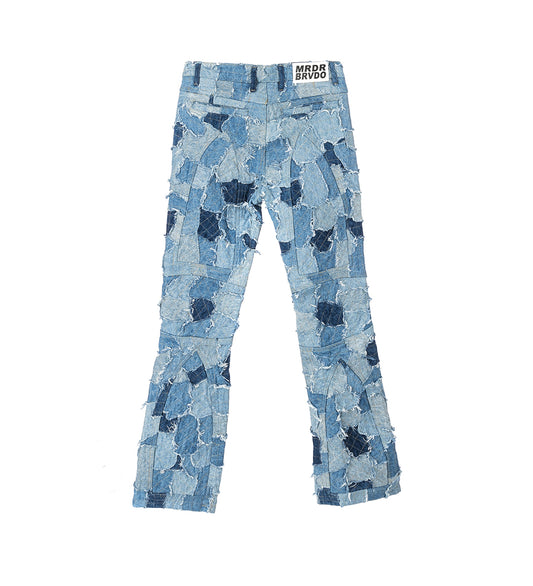 DENIM BORO MOTO PANTS SKY