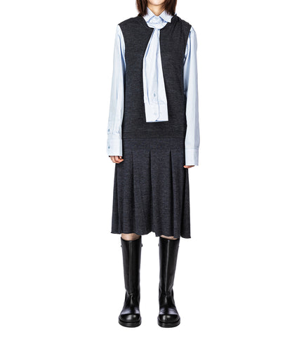 PLEATED SLEEVE DRESS GREY