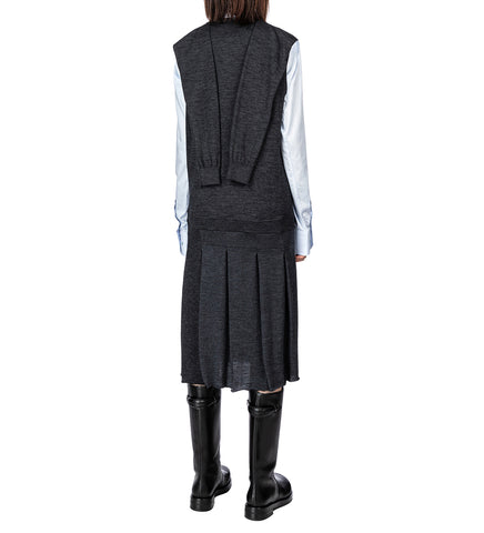 PLEATED SLEEVE DRESS GREY