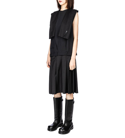 UPSIDE DOWN PLEATED DRESS BLACK