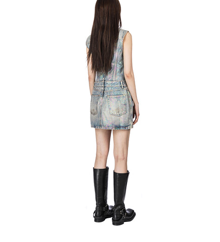 COATING DENIM DRESS MID BLUE