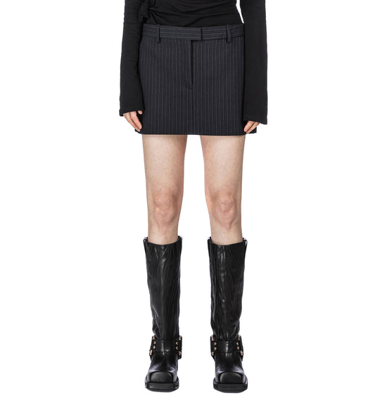 PINSTRIPE MINI SKIRT BLACK