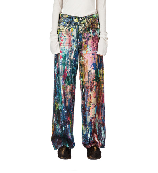 BAGGY FIT ARTISTIC PRINT DENIM PANTS BLUE/MULTI
