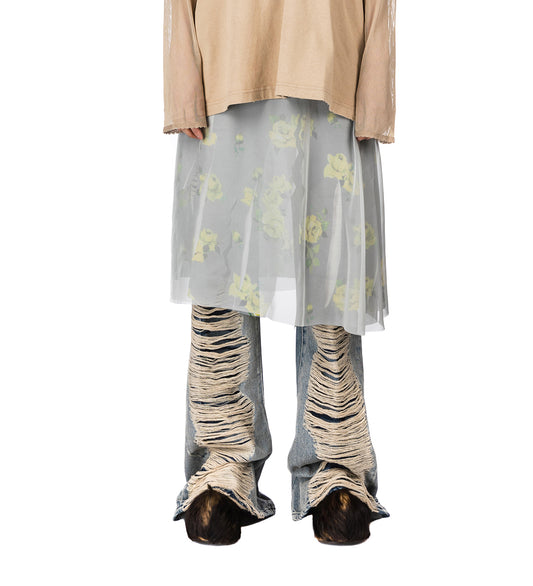 FLORAL PATTERN SKIRT YELLOW/GREY