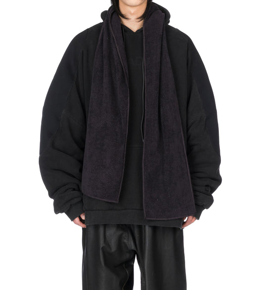 MESH SHOULDER TOWEL HOODIE WASHED BLACK