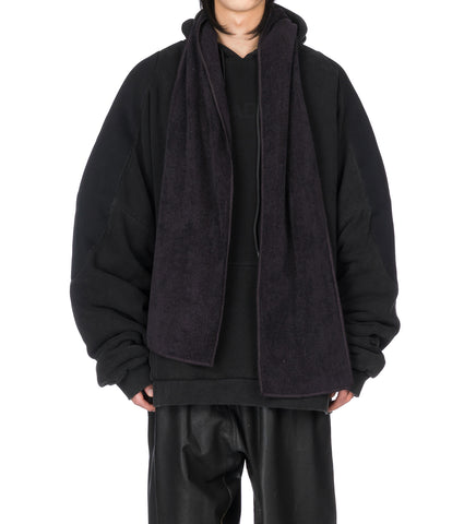 MESH SHOULDER TOWEL HOODIE WASHED BLACK
