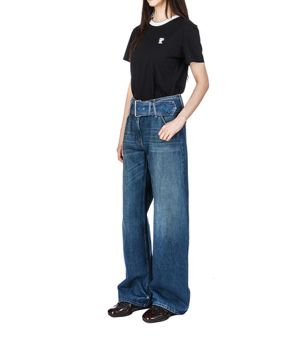 BELT DENIM PANTS MID BLUE